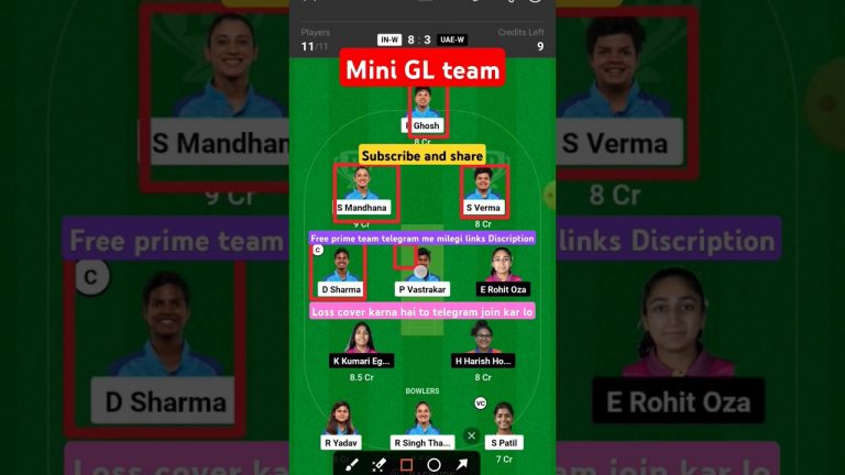 Ind-w vs Uae-w mini GL dream11 team l dream11 free prime team l 50 lakhs free giveaway l Dream11