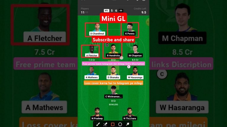 Kfl vs ds mini GL dream11 team l dream11 free prime team l 50 lakhs free giveaway l Dream11