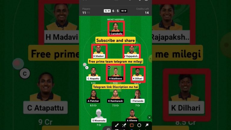 SL_w vs Wi_w dream11 team l dream11 free prime team l 50 lakhs free giveaway l Dream11