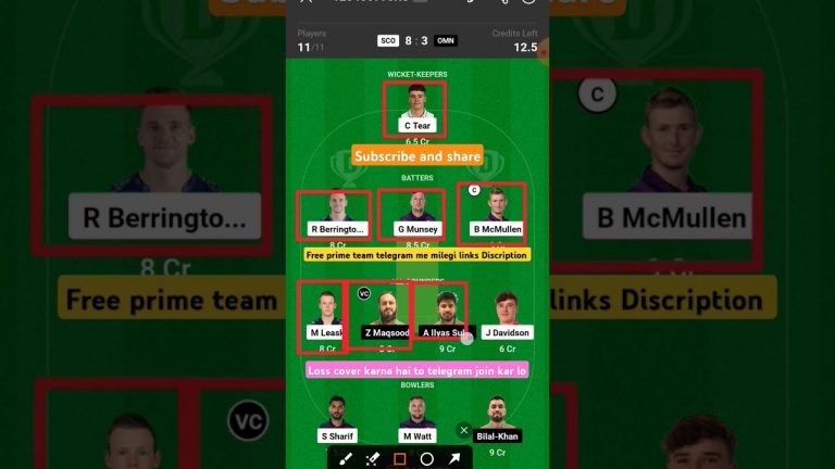 Sco vs omn GL dream11 team l dream11 free prime team l 50 lakhs free giveaway l Dream11