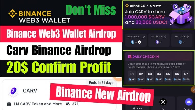 Binance CARV Web3 Wallet Airdrop | Binance Web3 Wallet Airdrop Today | Binance Carv Airdrop Today