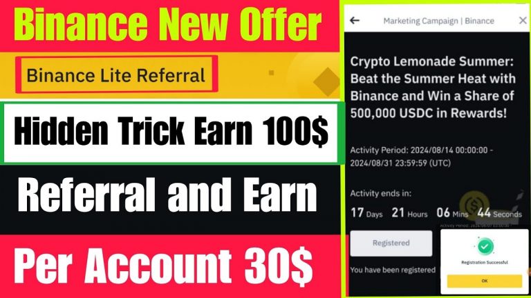 Binance New Offfer Today | Referral and Earn 100$ | Binance New Offer | Crypto Lemonade Summer Offer