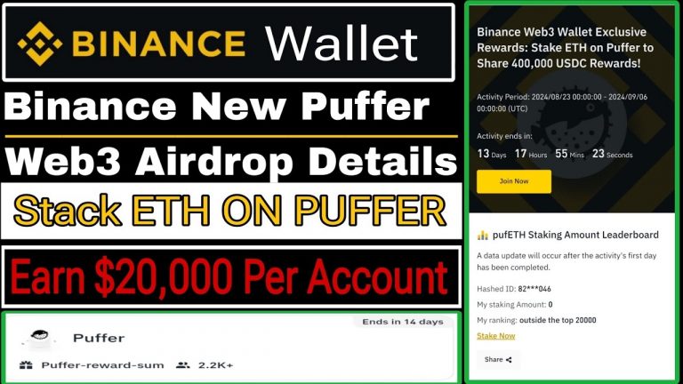 Binance New Puffer Web3 Airdrop |Stack ETH And Earn $20k | Binance Web3 Airdrop | Binance Airdrop