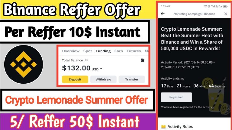 Binance New Reffer Offer| Crypto Lemonade Summer New Offer For All Users #digitaltricks #binanceloot