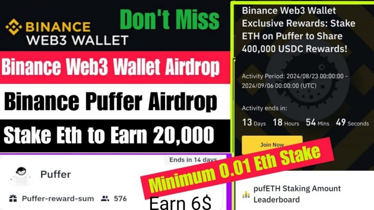 Binance Puffer Web3 Airdrop | Binance New Airdrop | Stake Eth on Puffer | Binance New Web3 Airdrop