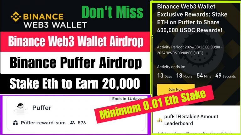 Binance Puffer Web3 Airdrop | Binance New Airdrop | Stake Eth on Puffer | Binance New Web3 Airdrop