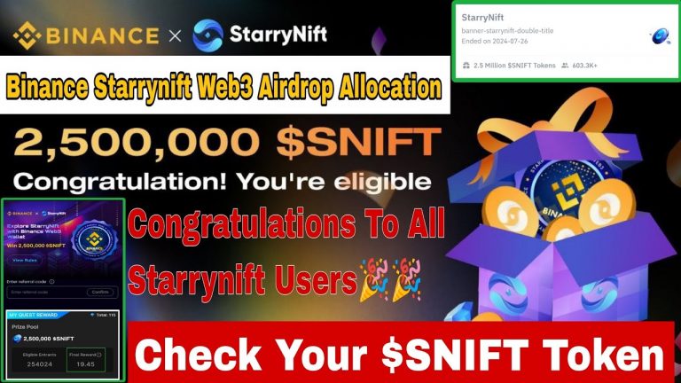 Binance Web3 Airdrop Starrynift Update | Check Your $SNIFT Token Allocation | Binance Web3 Airdrop