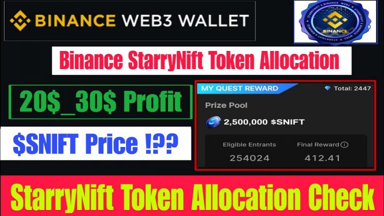 Binance Web3 StarryNift Airdrop Check Allocation | BinanceStarryNift Airdrop Update Check $SNIFT