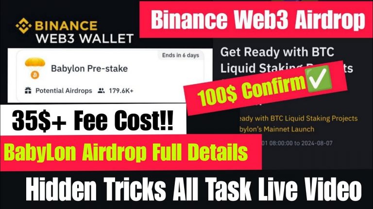 Binance Web3 Wallet Babylon Airdrop | Binace Web3 Wallet Airdrop | Binance Babylon Pre Stake Airdrop