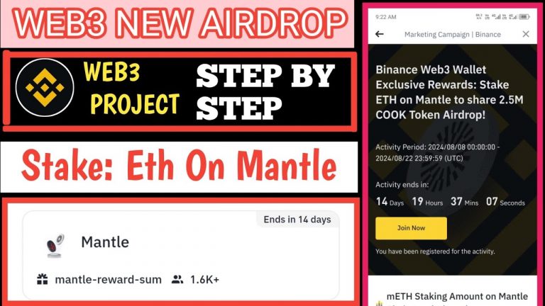 Binance Web3 Wallet New Airdrop Today|| Stake Eth On Mantle|| 2.5 Million Cook Token #digitaltricks