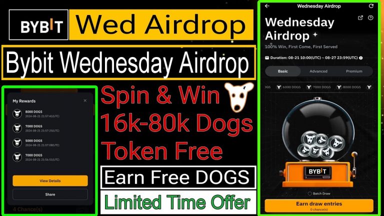 Bybit Wednesday Airdrop | Spin & Win 16k-80k Dogs Token | Bybit Wed airdrop | Bybit Airdrop Dogs