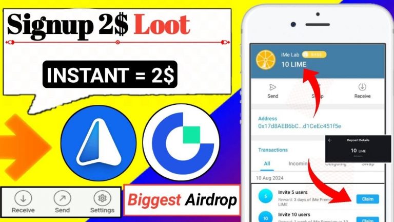 INSTANT 2$ PROFIT ! Ime Telegram Unlimited claim Lime Token ! Ine telegram Unlimited referral Trick