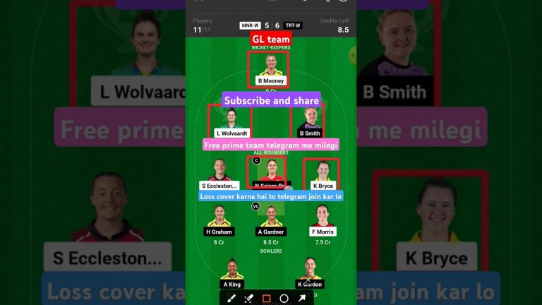 Mnr-w vs Trt-w GL dream11 prediction l dream11 free prime team l 50 lakhs free giveaway l Dream11