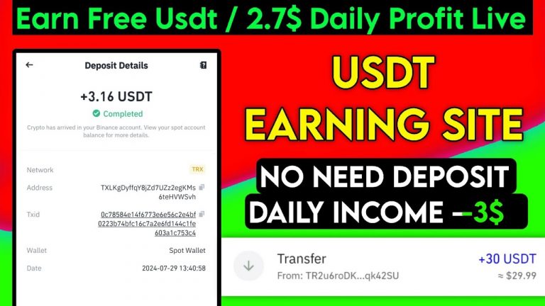 New Usdt Earning Site Usd Mining Site 2024 Best Investment Usdt Earning Website