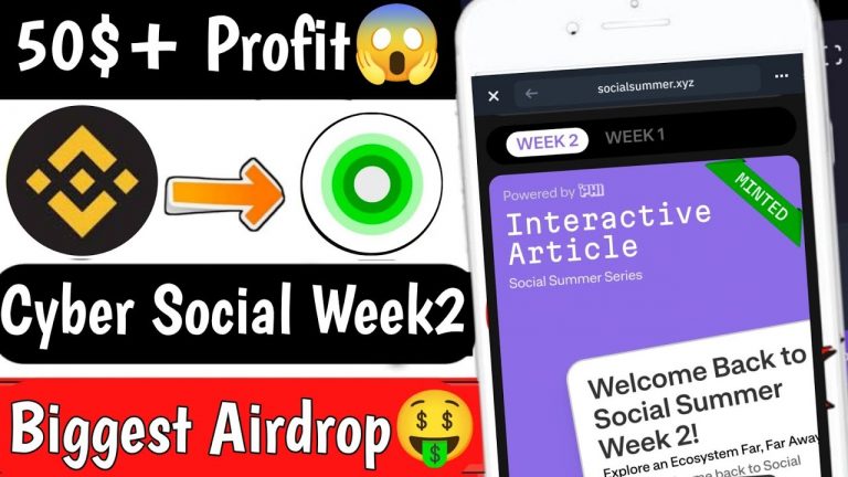 Profit $20~50$ Per acc || Cyber ConnectAirdrop| Binance Web3 Walet Airdrop Cyber SocialSummer Week 2