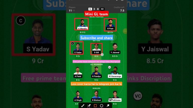 SL vs Ind GL dream11 prediction l dream11 free prime team l 50 lakhs free giveaway l Dream11