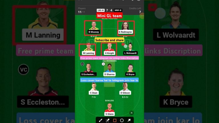 lns-w vs mnr-w mini GL dream11 prediction l Boom11 free prime team l 50lakhs free giveaway l Dream11