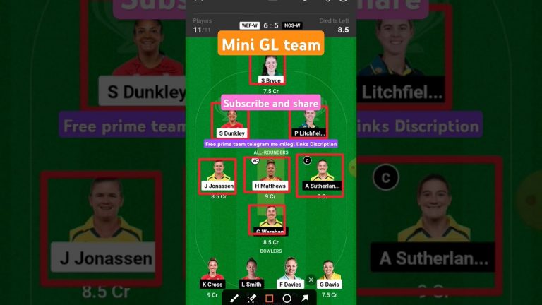 wef-w vs Nos-w mini GL dream11 prediction l Boom11 free prime team l 50lakhs free giveaway l Dream11