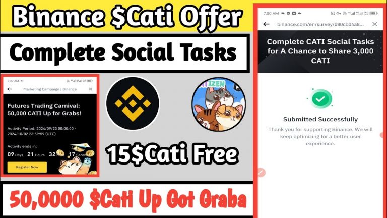 50,0000 $Cati For Grabs- Binance New Catizen Token Offer- Complete Social Tasks get 15$Cati#binance