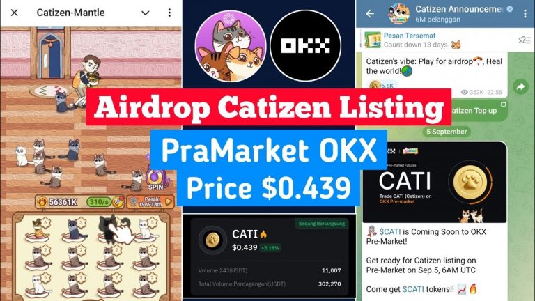 Airdrop Catizen Listing Di Pra Market OKX Price $0.44 Projek Bagus Semoga Bisa JP