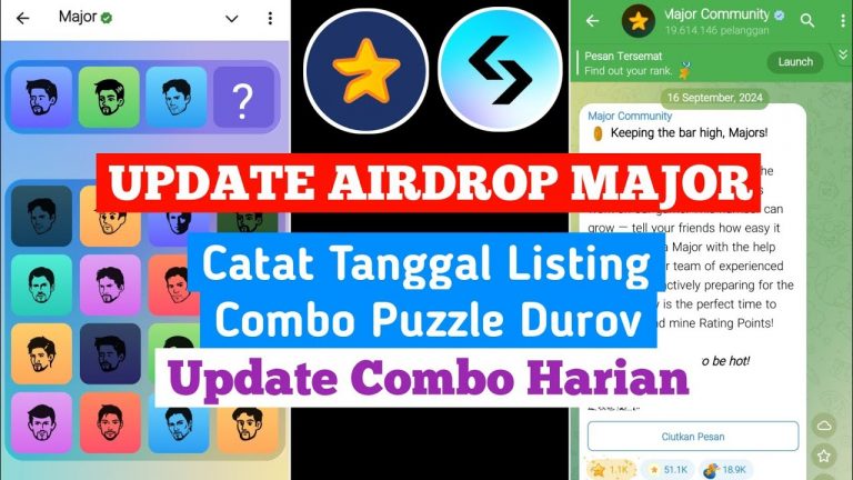 Airdrop Major Segera Listing | Update Combo Harian Puzzle Durov