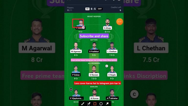 BB vs GMY dream11 prediction #glwin #shorts #ytshorts