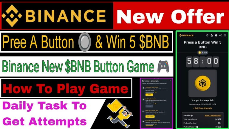 Binance New BNB Button Game | Press A Button Win 5 $BNB | How To Play Game | Binance BNB Game Offer