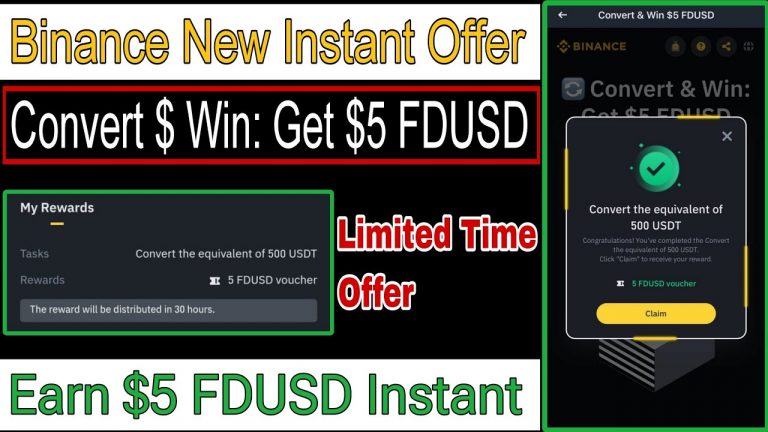 Binance New Instant Offer Today | Convert And Win $5 FDUSD Instant | Binance New Offer Today