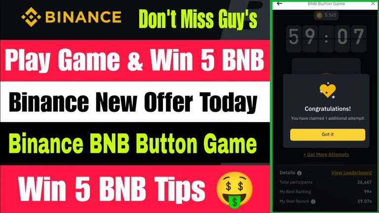 Binance New Offer | Binance New BNB Button Game | Press Button Win 5 BNB | Binace BNB New Game Offer