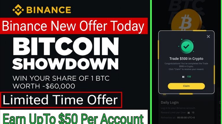 Binance New Offer Today | Binance Bitcoin Showdown Offer | Earn UpTo $50 | Binance Offer Today