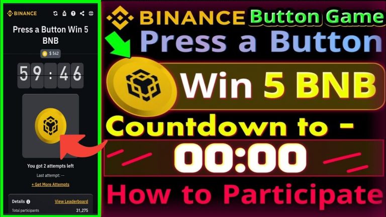 Binance New Offer Today | Binance Button Game | Press a Button Win 5 BNB | Binance New BNB Offer