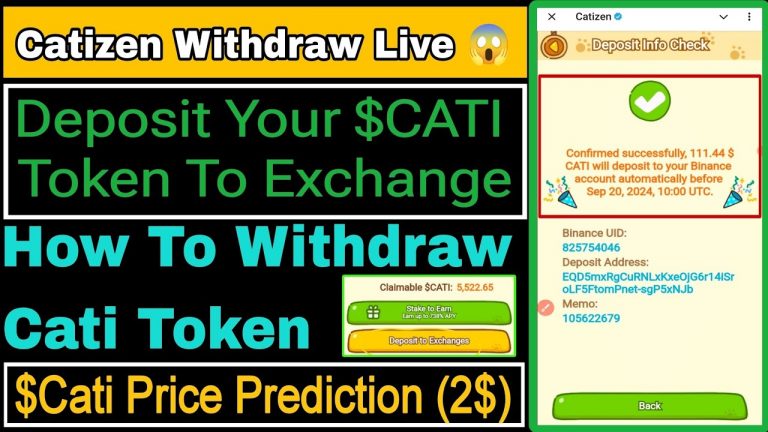 Catizen Airdrop Withdraw Live | Deposit $CATI Token To Exchange | Catizen Airdrop Price Prediction