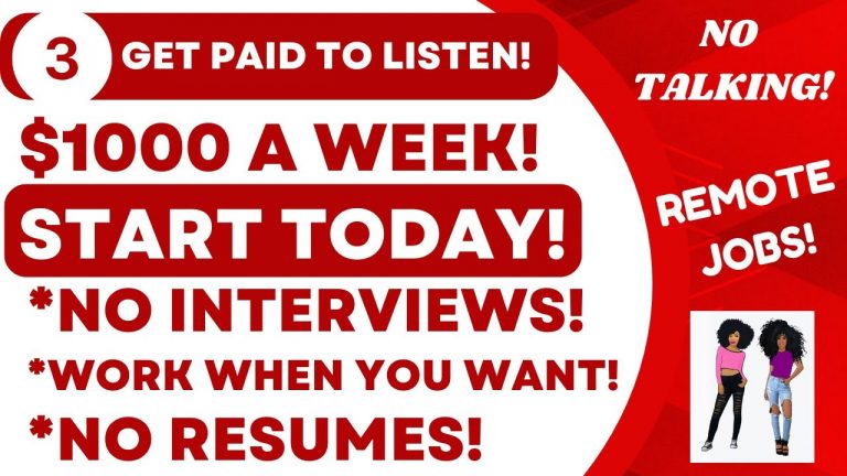 Listen To Calls $1000 A Week | Start Today No Resume No Interviews Background Noise Ok! Remote Jobs