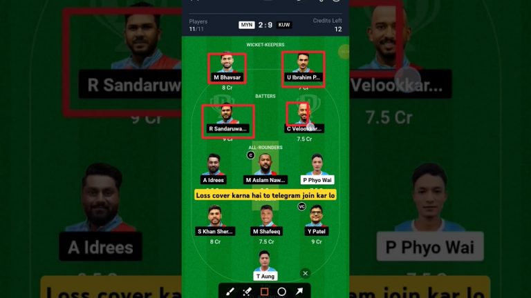 Myn vs Kuw #shortsviral #ytshorts #dream11teamdream11team #techshivadream11teamglwin