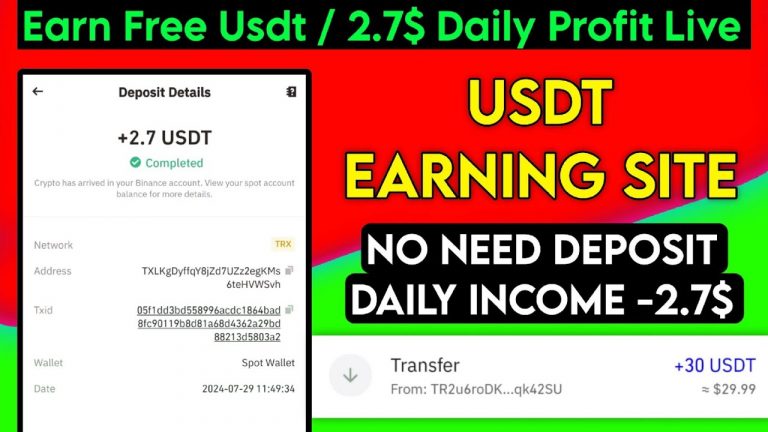 New Usdt Earning Site Usd Mining Site 2024 Best Investment Usdt Earning Website