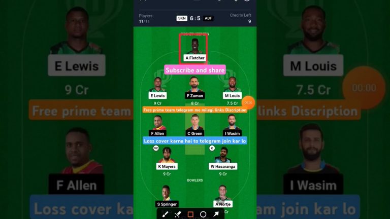 SKN vs ABF #dream11 team l #sknvsabf #cpl #shorts #viral #ytshorts