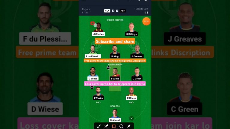 SLK vs ABF #dream11 team l #Slkvsabf #highlights #shorts #viral #ytshorts