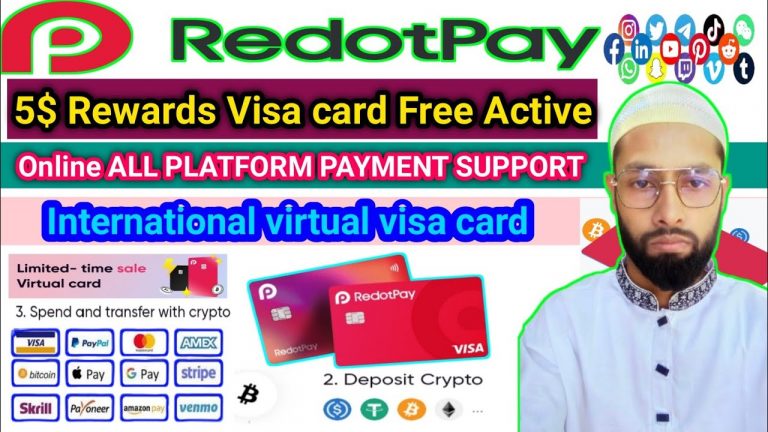 Virtual Crypto || Redotpay || visa card 5$ Claim How to apply Online all payment support 2024!