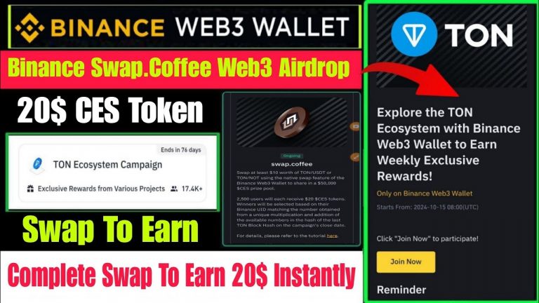 Binance Swap.Coffee Web3 Airdrop | Binance Ton Ecosystem Web3 Airdrop | Binance New Airdrop Today