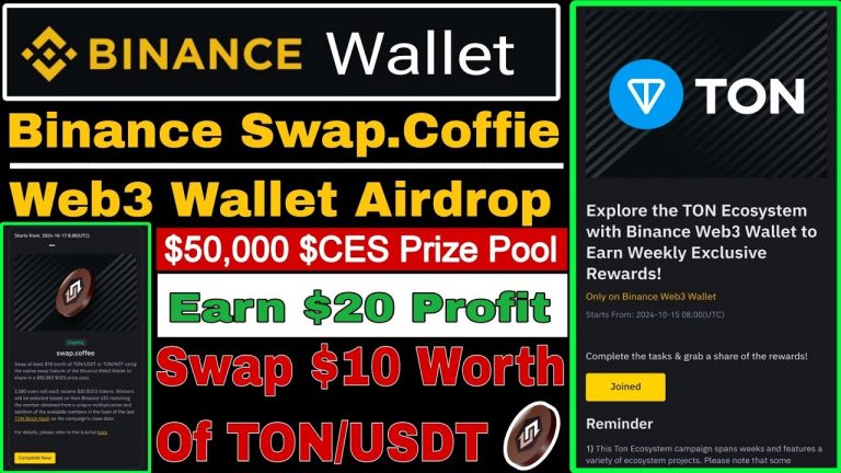 Binance Swap.Coffee Web3 Wallet Airdrop | Binance Ton Ecosystem Campaign | Earn $20 $CES Token