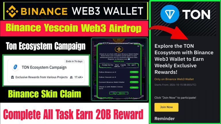 Binance Yescoin Web3 Airdrop | Binance Ton Ecosystem Web3 Airdrop | Binance Yescoin Airdrop Today