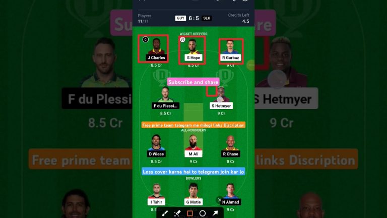 Guy vs slk #dream11team l #guyvsslk #cpl #highlights #shorts #viral #ytshorts