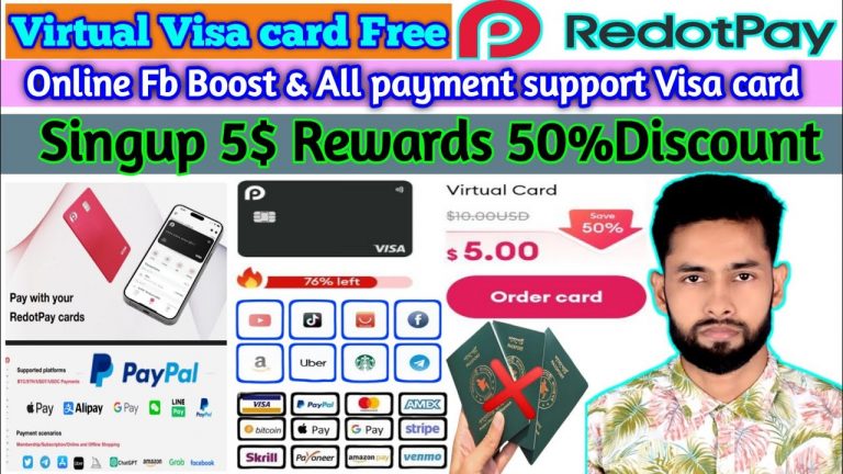 How to Virtual Visa card Free active Redotpay online fb boost ALL payment support 2024!