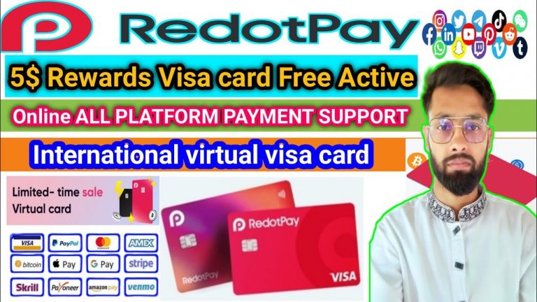 Redotpay card free apply 10$ Bonus || Virtual Visa card digital online pay support 2024!