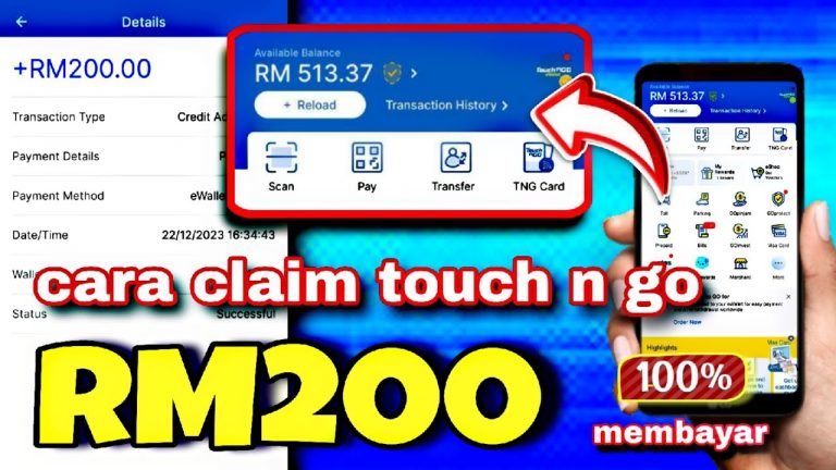 cara claim e’wallet RM200 free ke touch n go terbaru 2024 !!