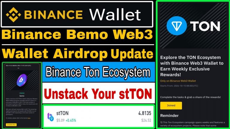 Binance Bemo Web3 Airdrop Claim Update | Binance Ton Ecosystem | Unstack Your stTON Instant Live