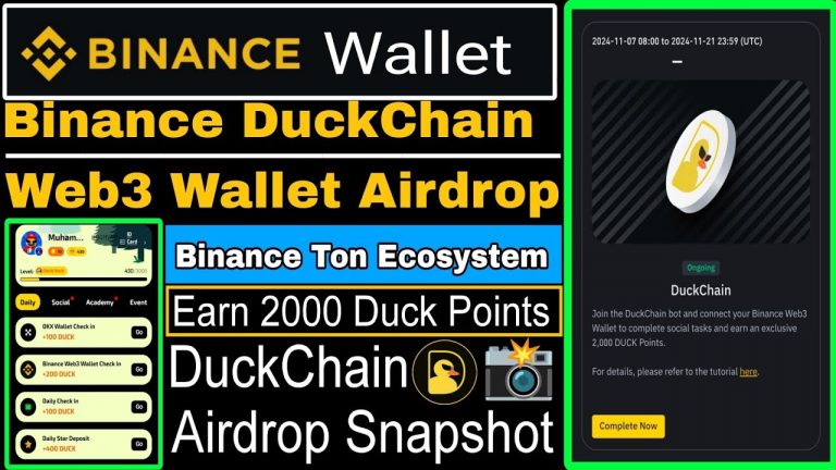 Binance DuckChain Web3 Wallet Airdrop | Binance Ton Ecosystem | Earn 2000 Duck Points