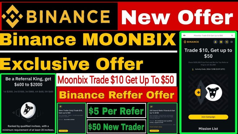 Binance Moonbix Exclusive Offer | Trade $10 Get UpTo $50 | Binance Referral Offer | $5 Per Refer