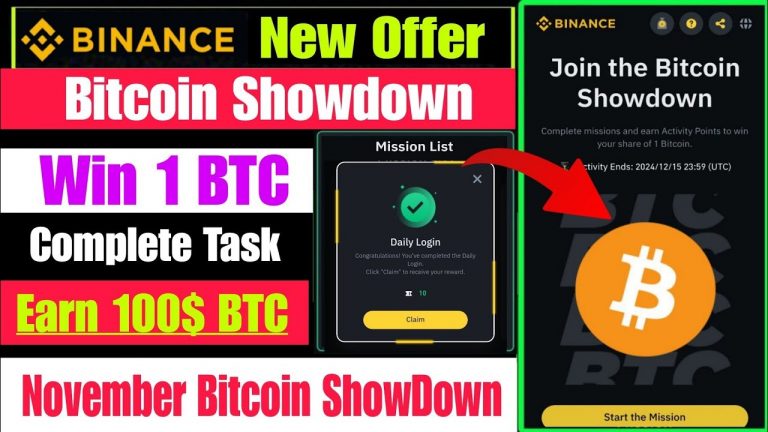 Binance November Bitcoin Showdown | Bitcoin Showdown Offer | Binance New Offer | Earn Upto 1 BTC