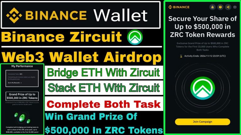 Binance Zircuit Web3 Wallet Airdrop | Bridge/Stack ETH With Zircuit | Win $500,00 In ZRC Tokens